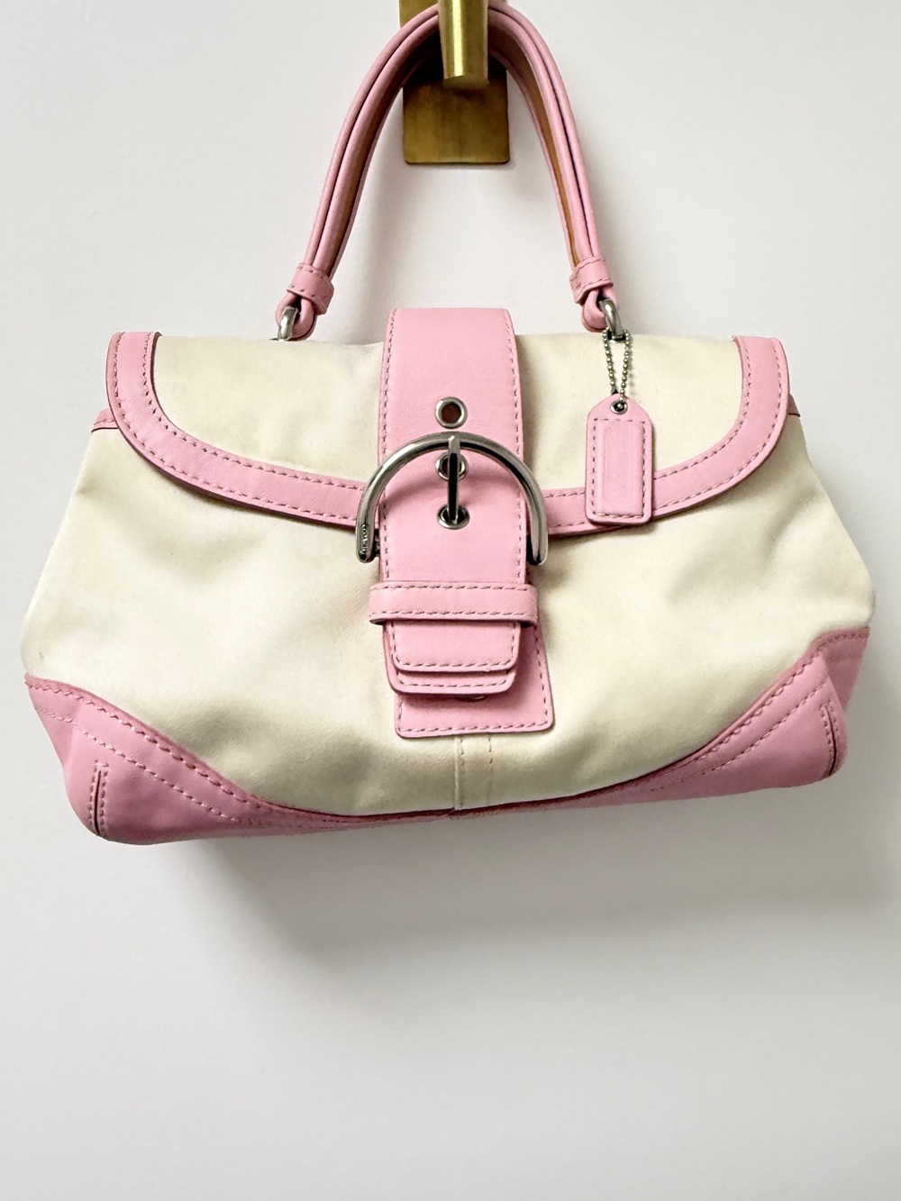 Coach Pink and Cream Top-Handle Satchel